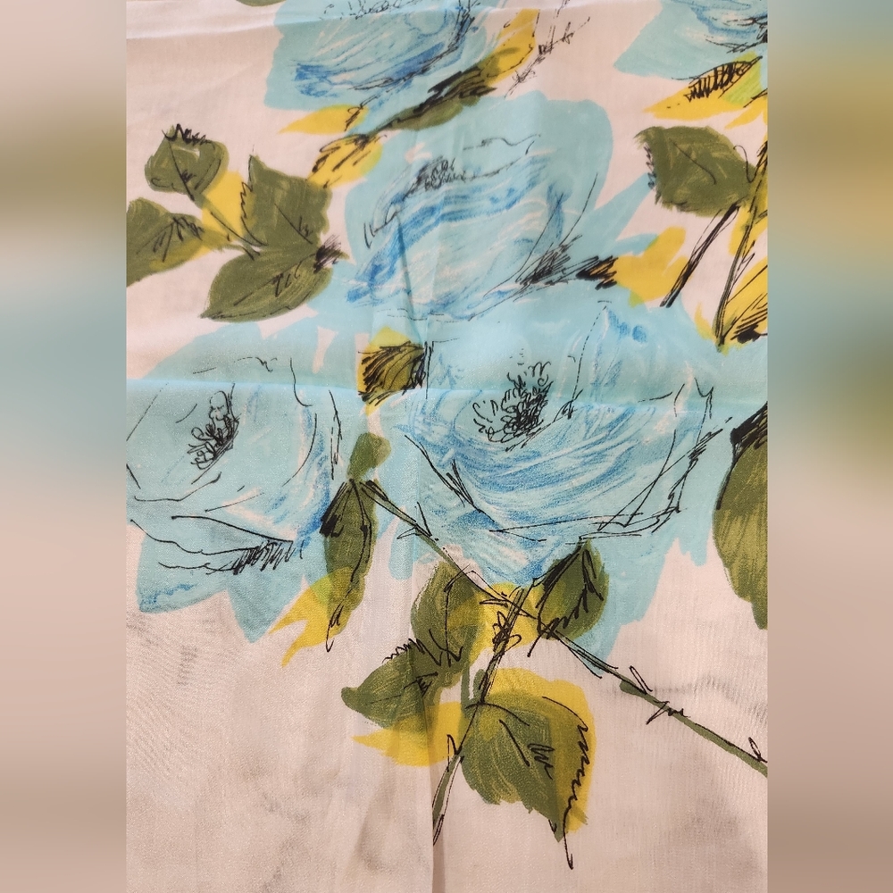 Vintage Japanese Hand Rolled Rayon 30" Scarf - Picture 2 of 4